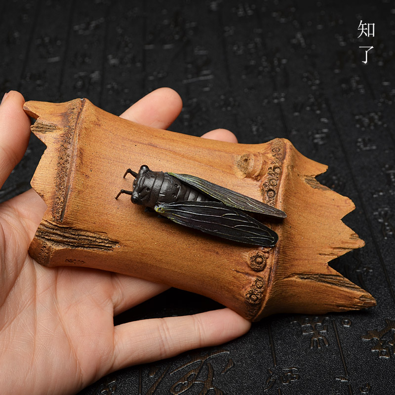 Tea pet ornaments boutique purple sand simulation knows bamboo sculpture tea play tea plate furniture decorations purple sand gifts