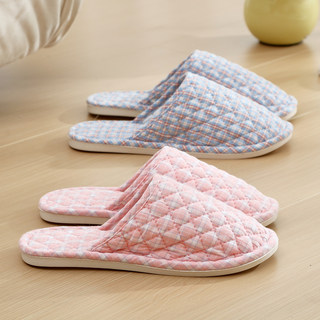 新款特价情侣布艺包头棉拖鞋男女家居家室内橡胶底木地板纯棉秋冬