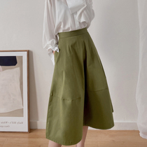 Full honey Custom Temperament Spring Autumn New Elegance Trendy 100 Ride Half Body Dress Woman A Character Pocket Pituality Fluffy Skirt