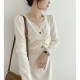 Full honey custom apricot French temperament knit inner base with coat Slim dress female autumn and winter sweater skirt