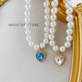 Ожерелье из жемчуга, ретро подвеска из кварца, шарф, аксессуар, милый чокер