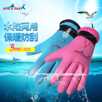 3MM childrens gloves diving snorkeling anti-wear and anti-abrasion and scratches and scratches and swimming gloves diving stock warm and protective