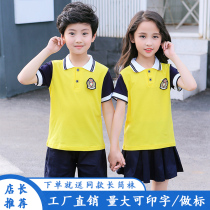 Kindergarten garden uniform summer short-sleeved college wind childrens school uniform class uniform suit primary school students pure cotton summer performance clothing