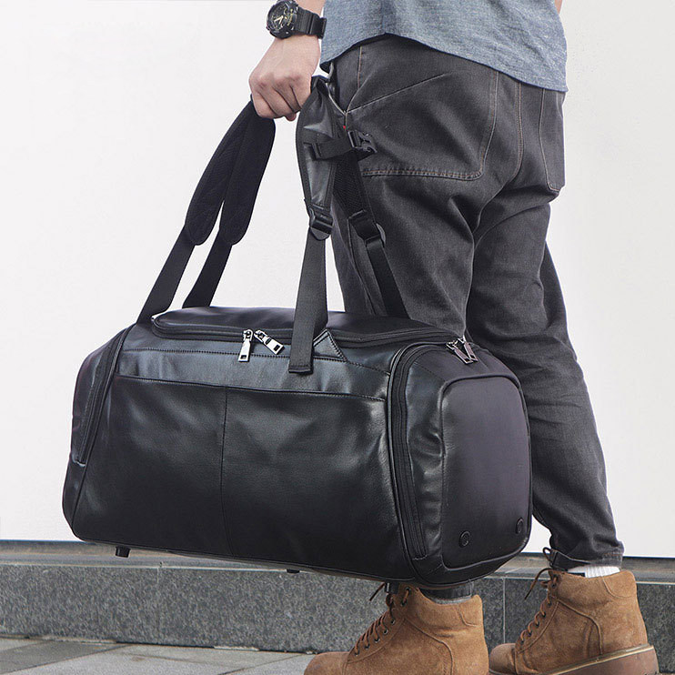 New leather rear shoulder bag hand carry cross-body men's bag front layer cowhide excursion pack shoes luggage bag fitness bag