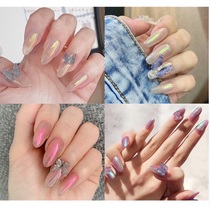 Imported Aurora powder fairy powder nail red book ice tea color ice gray purple nail polish glue laser polarized fairy nail