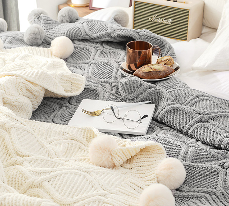 Net Sphere đỏ sóng Iceland tóc chenille đan chăn sofa chăn thú chăn nghỉ chăn trưa trắng Bắc Âu - Ném / Chăn men long cuu