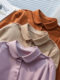 Big doll collar shirt women's elastic cotton long-sleeved 2025 spring new style literary age-reducing round neck shirt top