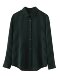 Classic versatile black and white striped chiffon shirt 2025 new slim commuting elegant dark green shirt for women