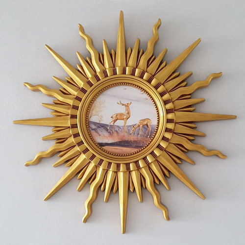 Eurostyle Dining Room Living Room Sun God Decoration Mirror Wall mirror wall decorated with wall decoration frame fireplace hanging mirror-Taobao