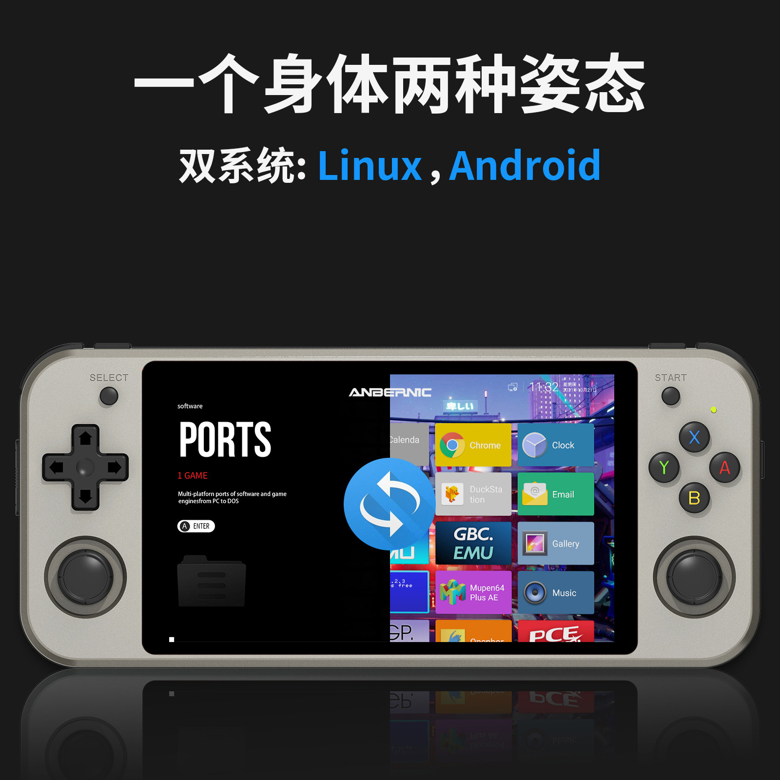 Week Brother RG552 Android Open Source Dual System Palm Machine Large Screen Touch Screen PSP Double To Street Machine DC Console