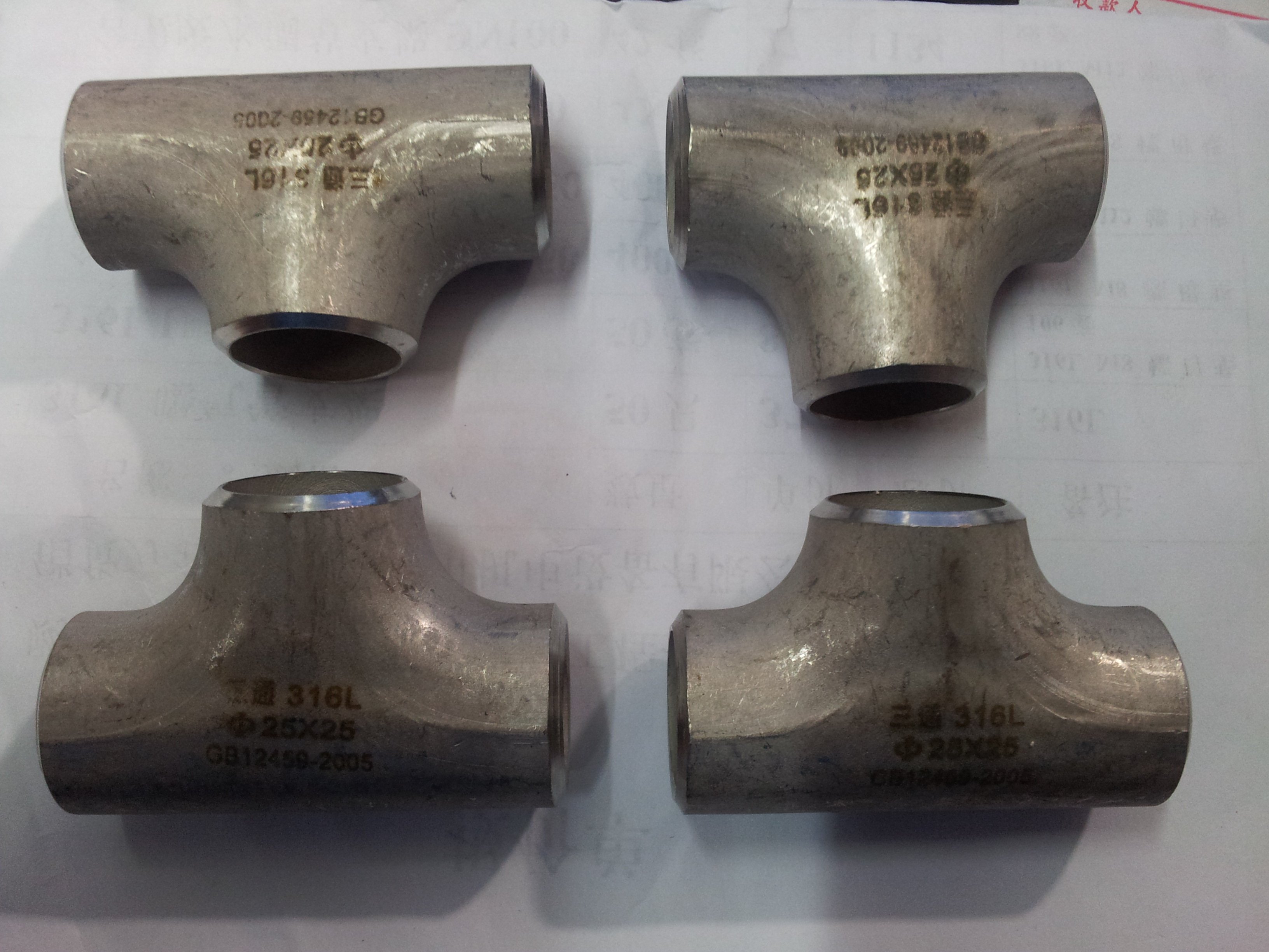 316L stainless steel welding three - way acid resistant stamping three - way joint 25mm