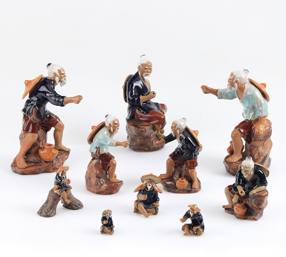 Ceramic fishing weng old man's fish tank bonsai on water stone false mountain swing piece creative aquarium building figure