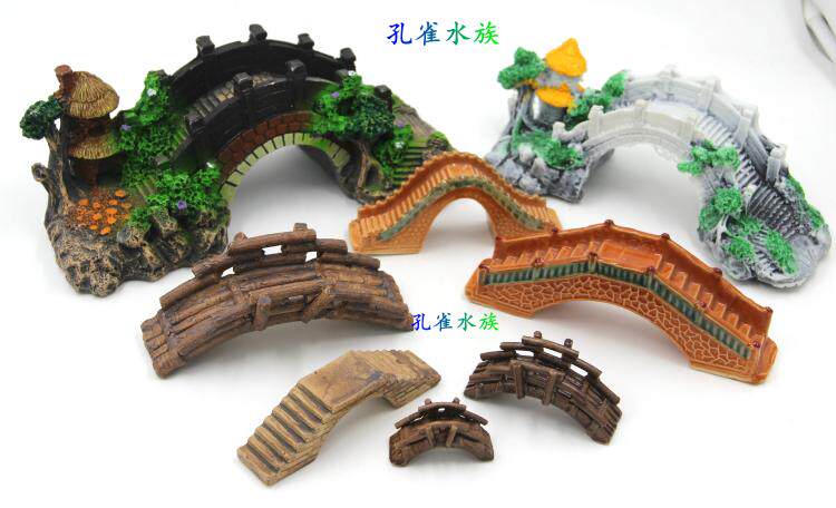 Fish tank decoration View Hanging Bridge Fish Tank Aquarium Fake Mountain Bridge Built View Gold Fish Tank Small Bridge Bonsai Ceramic Building