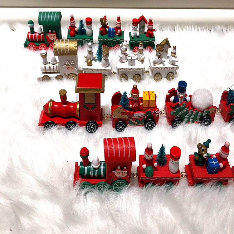 Christmas Decorations Wood Small Train Christmas Gifts Gift Desktop Swing window Scene furnishing Decoration
