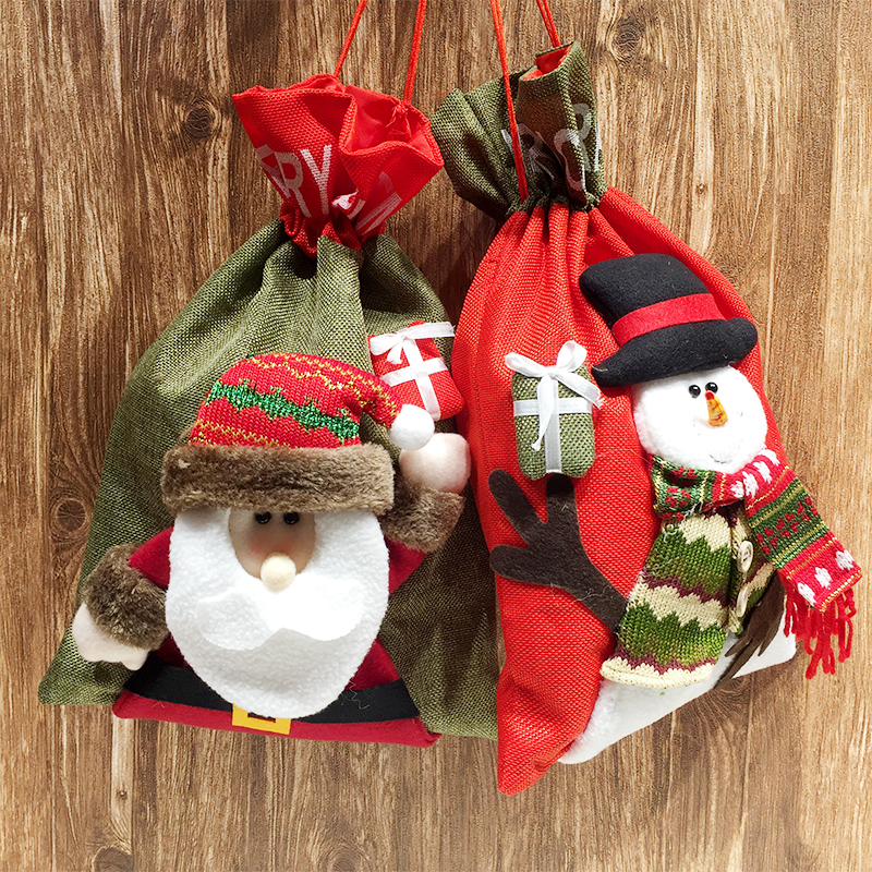Christmas Decorations Solid Pattern Christmas Old Man Gift Bag Big Gift Bag Candy Bag Closed Apple Bag