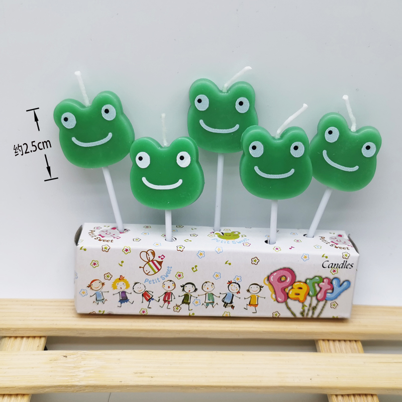 Green & Little Frog Five Candlesbirthday candle Cartoon Small animals tiger giraffe Hippo zebra  Cake children 12 Zodiac dog cat