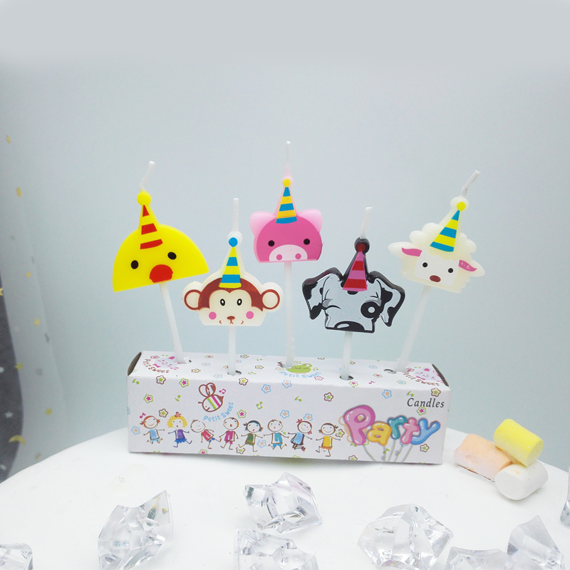 J 3.5 Yuan / Box (Chicken, Monkey, Pig, Dog, Sheep)birthday candle Cartoon Small animals tiger giraffe Hippo zebra  Cake children 12 Zodiac dog cat