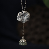 Lotus Fragrance Clear Shallow Original Design Retro Pure Silver Necklace Lock Bone Chain and Tian Lian Punta Chain National Wind Neck Accessories