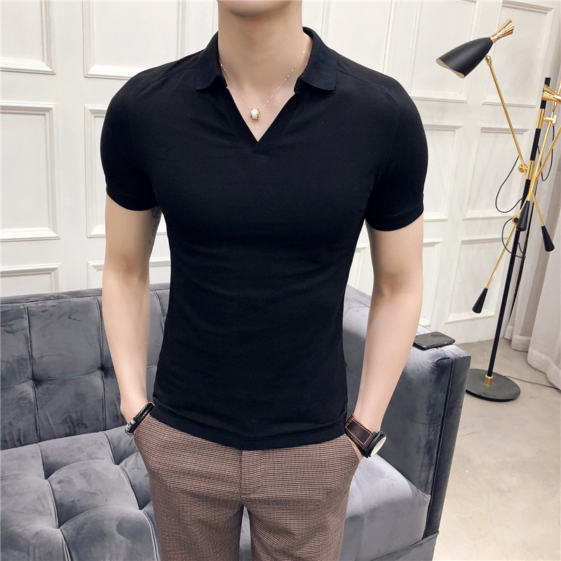 夏季 英伦纯色短袖POLO衫韩版男保罗衫男士
