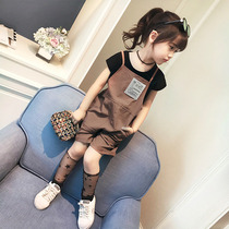 Ochoaly girl suit summer dress 2022 new ocean gas girl back with pants T-shirt CUHK child two sets