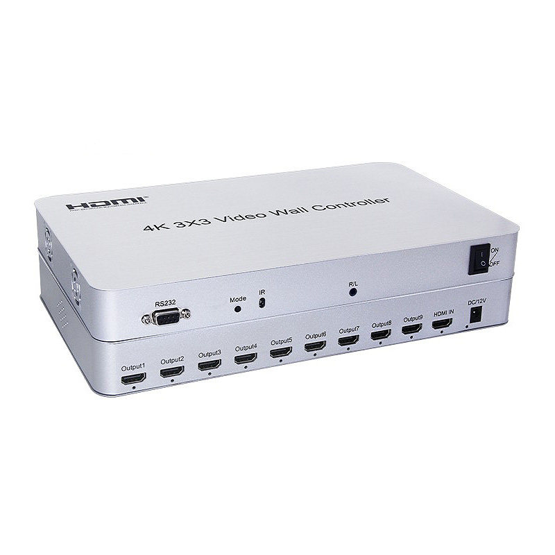 4K high-definition 1 in 9 out liquid crystal splicing case 3 * 3 TV wall splicing machine multi-screen image splicing screen processor