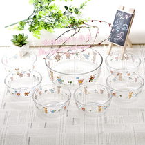 Export Korean creative tableware cute glass bowl set Korean instant noodle bowl salad bowl soup bowl rice bowl porridge bowl