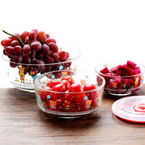 Creative glass bowl with lid household tableware set combination heat-resistant glass instant noodles Bowl eating bowl soup bowl salad bowl