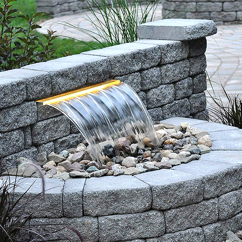 Plastic waterfall outlet back into the water colorful lights courtyard water curtain wall flowing water landscape acrylic flowing water tank