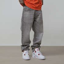 S45 (original 1807)spring new light gray heavy straight red ear jeans mens loose casual trousers