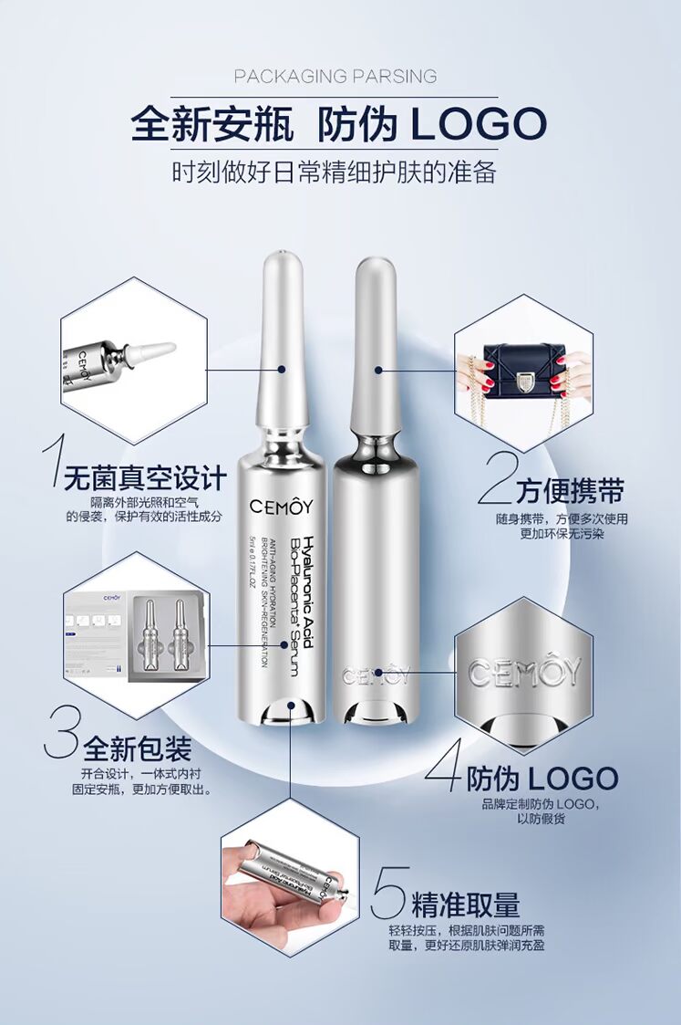 Úc cemoy ampoules hyaluronic acid mặt tinh chất hydrating làm săn chắc lỗ chân lông nhỏ ống 2 que tinh chất vàng 24k hàn quốc