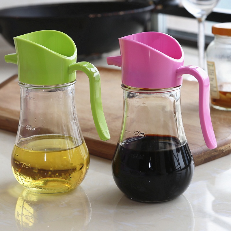 Glass oil pot Kitchen leak-proof small oil vinegar tank Soy sauce bottle Small transparent vinegar bottle Oil tank Oil bottle Seasoning bottle Material bottle