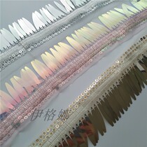 Ethnic new clothing decoration accessories fan embroidery beads Oval sequin tassel sling lace gold
