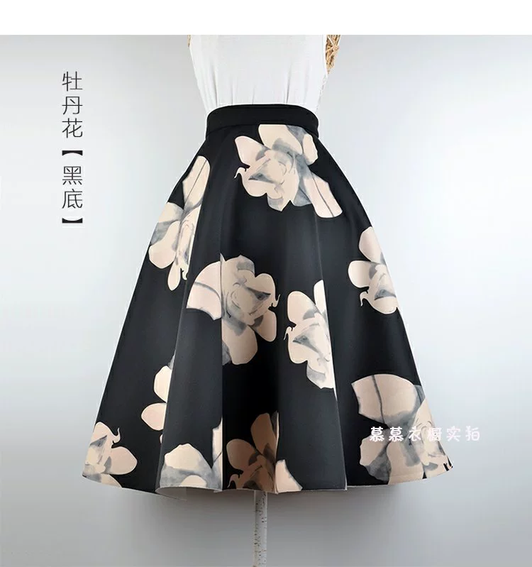 Mùa thu đông phiên bản Hàn Quốc mới của không gian váy cotton in hoa eo cao đã mỏng một chiếc váy hoa mọc lên trong chiếc váy phụ nữ chân váy xòe hoa