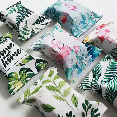 ins Nordic wind car tissue cover sun visor car sanitary paper box tropical jungle Flamingo hanging extraction type sanitary paper box