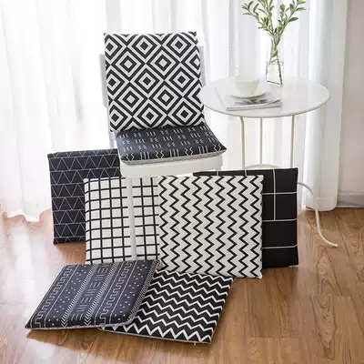 Black and white geometric craft pattern office seat cushion ins Nordic coffee non-slip cushion thick memory cotton dining room seat cushion