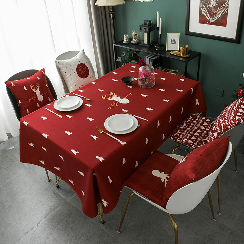 Christmas red plaid table cloth festive decorations tea table Bins modern minimalist round table anti-burn cloth art table cloth