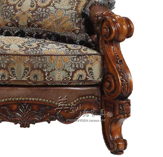 Sofa gỗ Mỹ Mỹ Sofa da châu Âu cao cấp nội thất phòng khách vải kết hợp sofa nội thất biệt thự - Bộ đồ nội thất ghế sofa gỗ