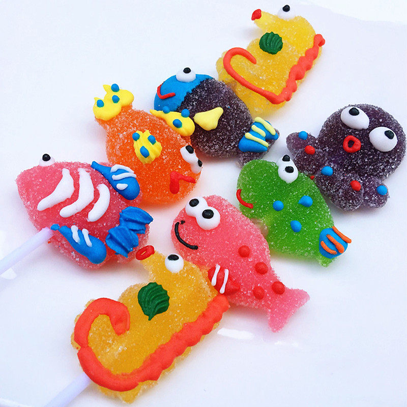Cartoon Marine World Juice Strings Soft Sugar Octopus Seahorse Crab Small Fish String Soft Sugar 48 gr * 20 Whole Boxes
