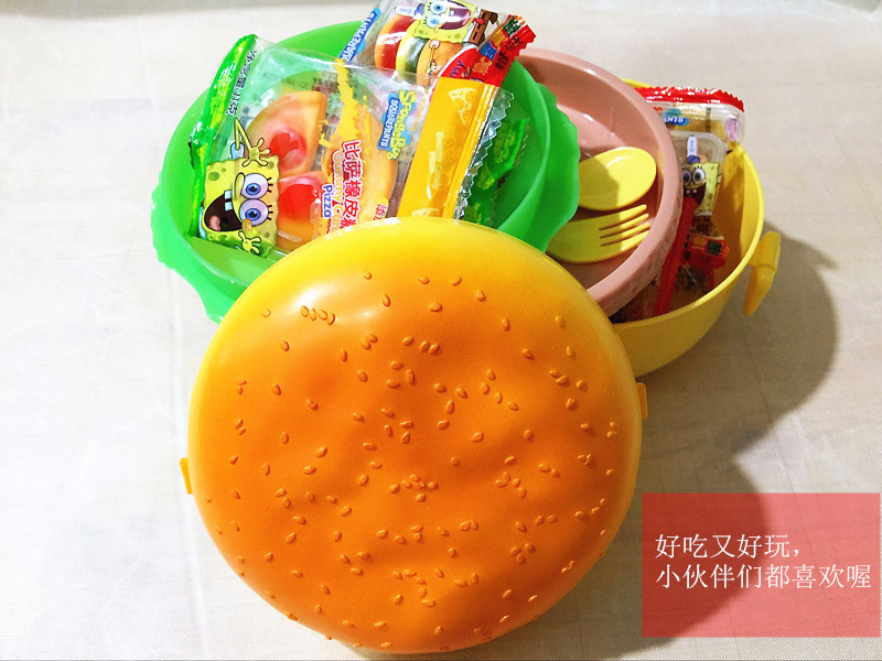 Hamburger sáng tạo Hộp cơm trưa Kẹo Fudge Pizza Candy Quà tặng kỳ nghỉ Đồ ăn vặt QQ Sugar Jelly Candy 100g - Hộp cơm điện sưởi ấm 	hộp cơm điện bear inox 304 dfh-s2017	