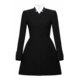 Vietnamese designer's new niche stand-up collar retro temperament a-line small black dress waist slimming dress female commuter