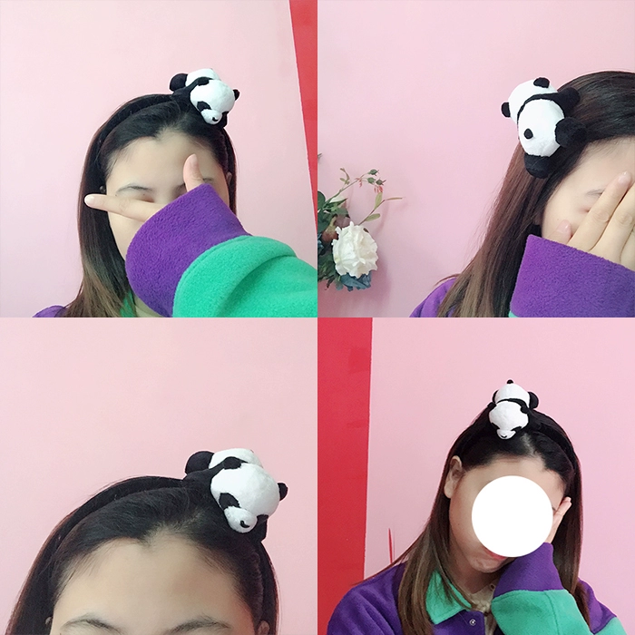 Ins phim hoạt hình dễ thương gấu trúc stereo búp bê gấu trúc búp bê headband tóc vòng trâm cài tóc kẹp tóc trang trí nữ - Trâm cài ghim cài áo