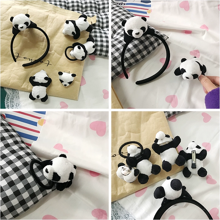 Ins phim hoạt hình dễ thương gấu trúc stereo búp bê gấu trúc búp bê headband tóc vòng trâm cài tóc kẹp tóc trang trí nữ - Trâm cài