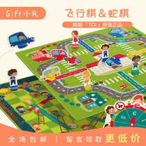 TOI Flight Chess Snake Chess Two-in-one 2in1 Table Tour Children Rules Bifacial Puzzle Chessboard Parent-child Interaction 2 Hop 1