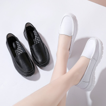 Senior nurse shoes female summer not smelly feet soft bottom breathable non-tired feet spring and autumn leather deodorant non-slip black doctor shoes