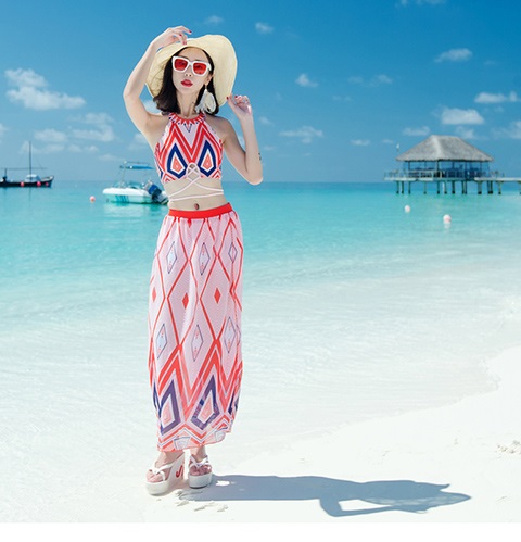 Phong cách dân tộc retro gợi cảm chia váy bikini ba mảnh phù hợp với cặp đôi suối nước nóng nam nữ quần áo bơi - Vài đồ bơi đồ đôi nam nữ đi biển