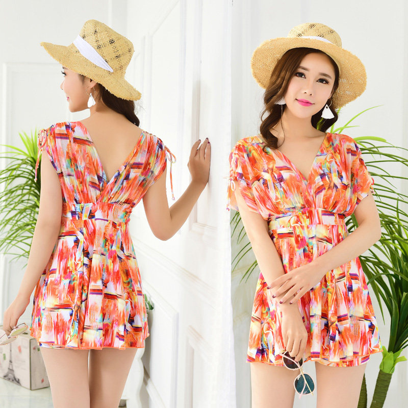 Conservative like toilet version large size two-piece skirt type two sets with steel ring in old age Mama Bubble spa women swimming clothes