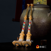 Nepal tube chin Tibetan Buddhism Tantra for Nepal pure copper gold-plated silver carved suona horn pair