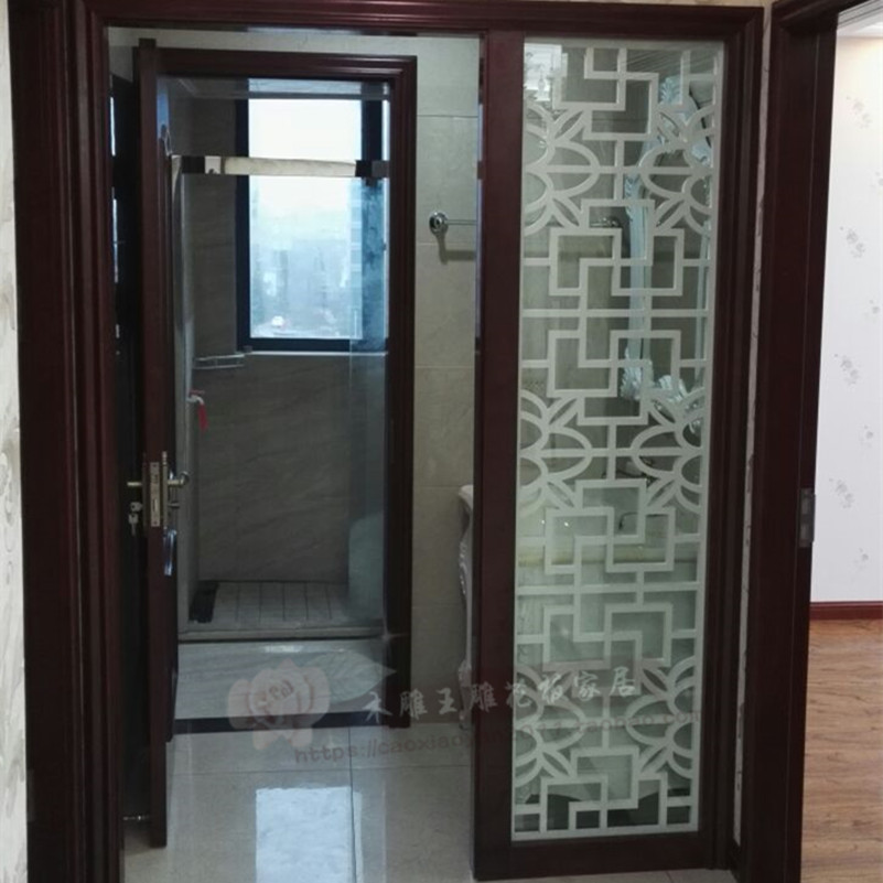 Chinese style modern dry area hollowed-out partition hand washing table Carved Flowers Board Xuanguan Density Board Flower Lattice Background Wall Screen