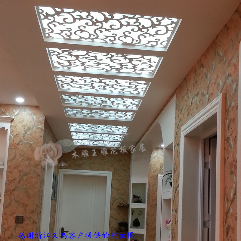 Lingen Grain Carved Flower Board Suspended Ceiling Foreign Flower Density Board Hollowed-out Flower Lattice Background Wall Brief Eme Aisle Board Decoration