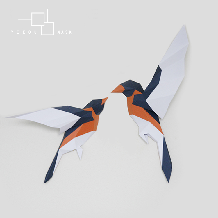 Nordic Style Home Ins Geometric Wall Decoration Bird Paper Die DIY Handmade Original Design Creative Bedside Animal Wall-mounted-Taobao